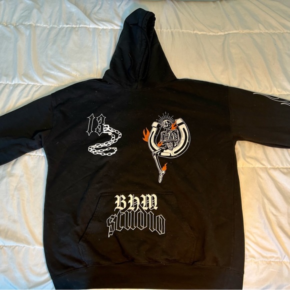 Black puff print graphic hoodie - Picture 3 of 3